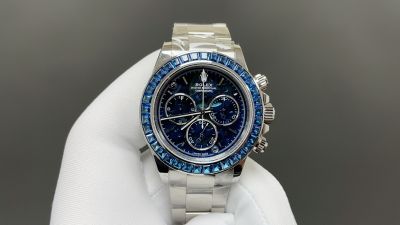 PPM Rolex stainless steel band Vintage Blue Face Blue Diamond Bezel Silver Oyster Strap Watch 